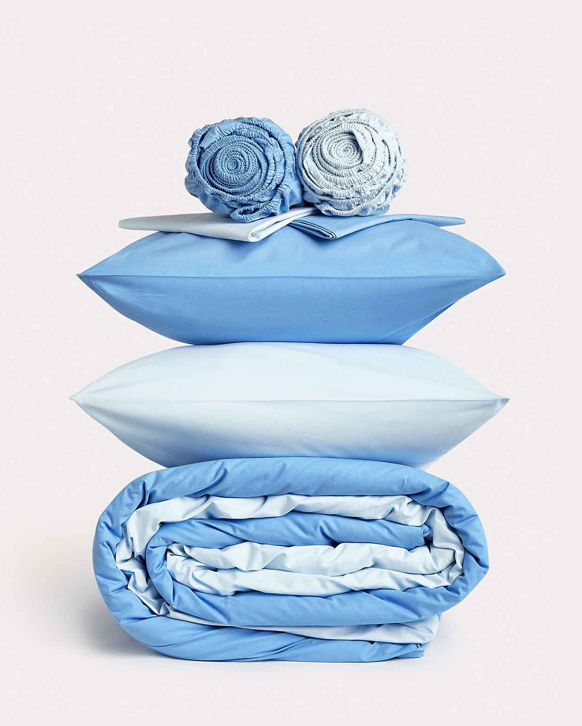 Reversible Percale Bedding Set - Blue & Baby Blue