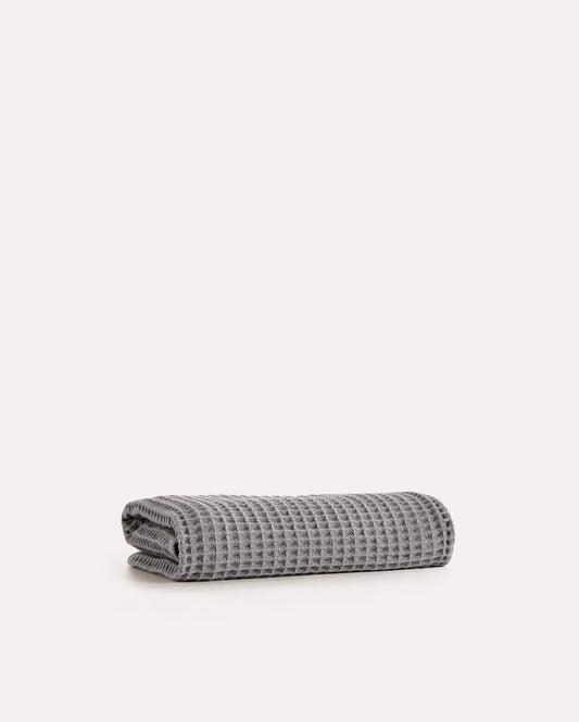 2x Waffle Cotton Towel - Grey - Ocoza