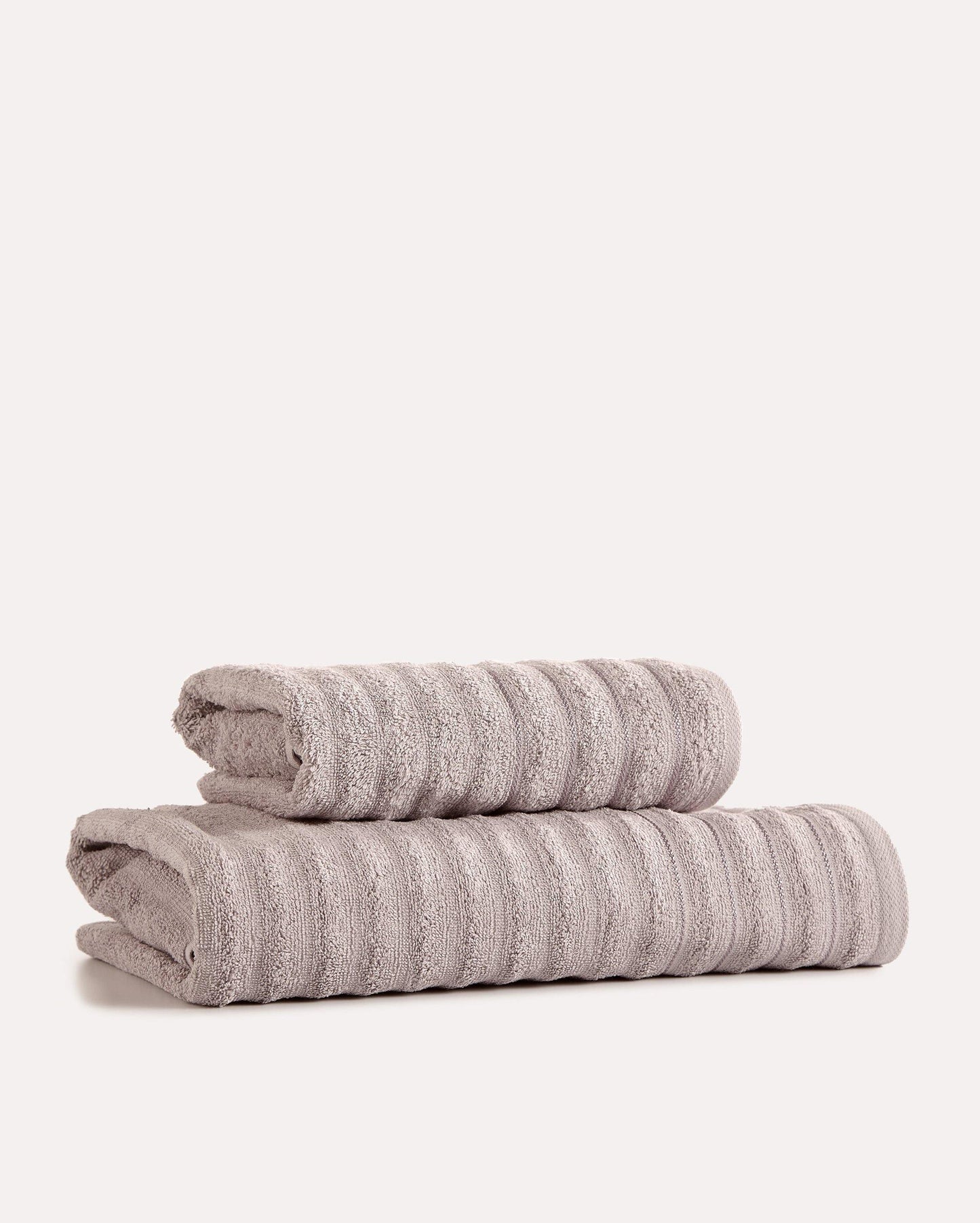 Ribbed Cotton Towel Set 2pcs - Lilac - Ocoza