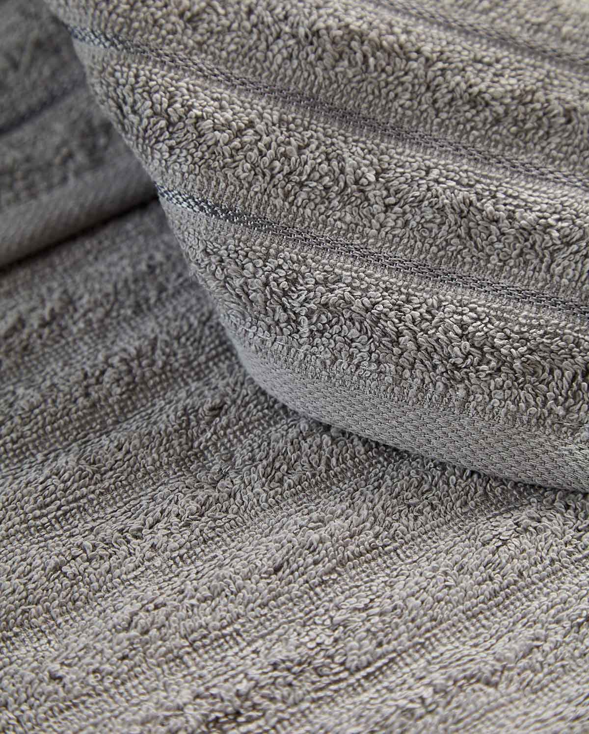 Cotton Ribbed Towel Set - Dark Grey (2 Towels)