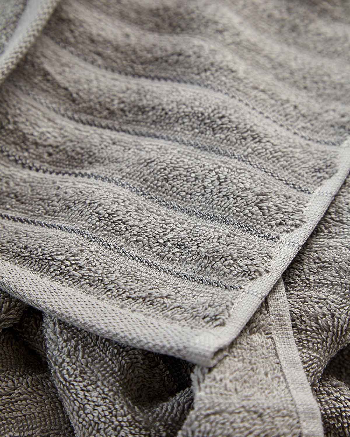 Cotton Ribbed Towel Set - Dark Grey (2 Towels)