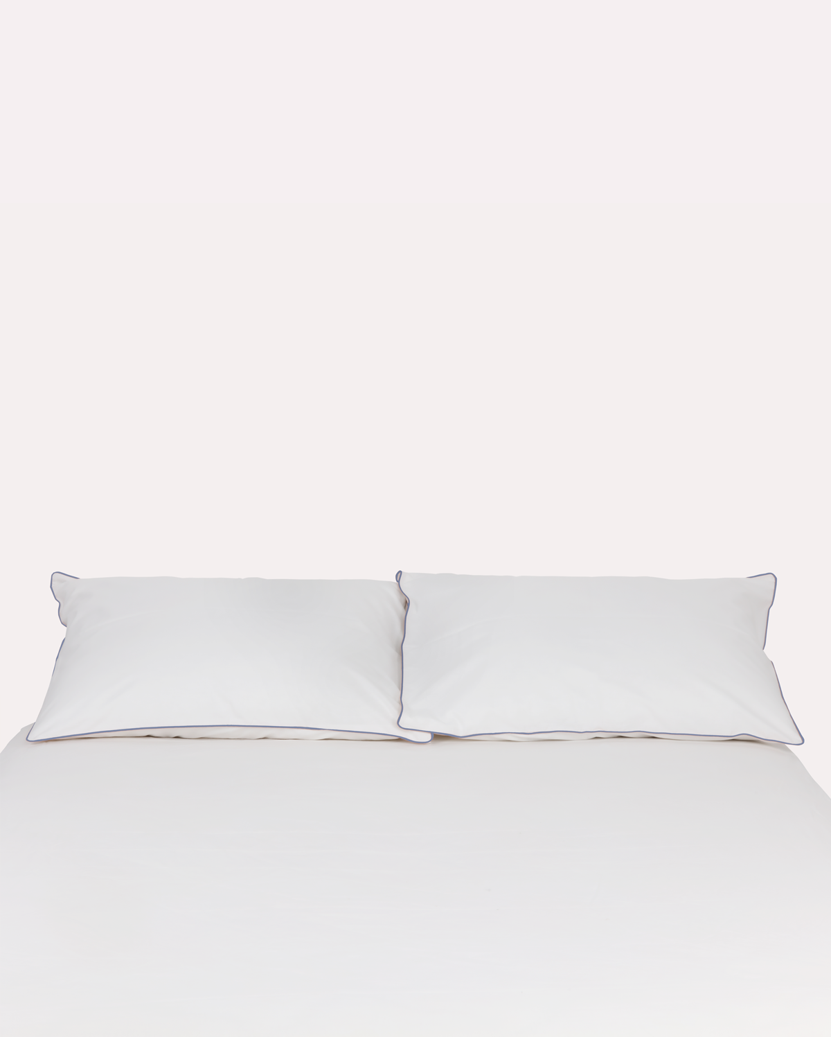 Classic Percale - Fitted Sheet Set- White with Navy Blue Piped Edge