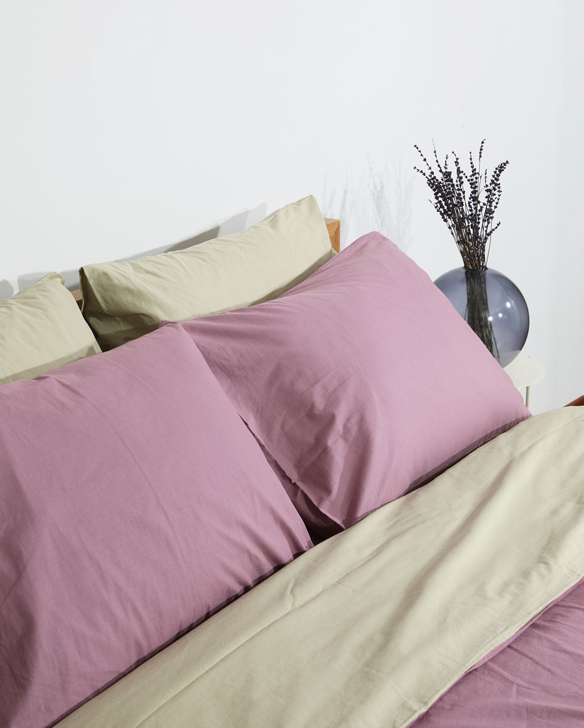 Reversible Percale Bedding Set - Sage Green & Lilac