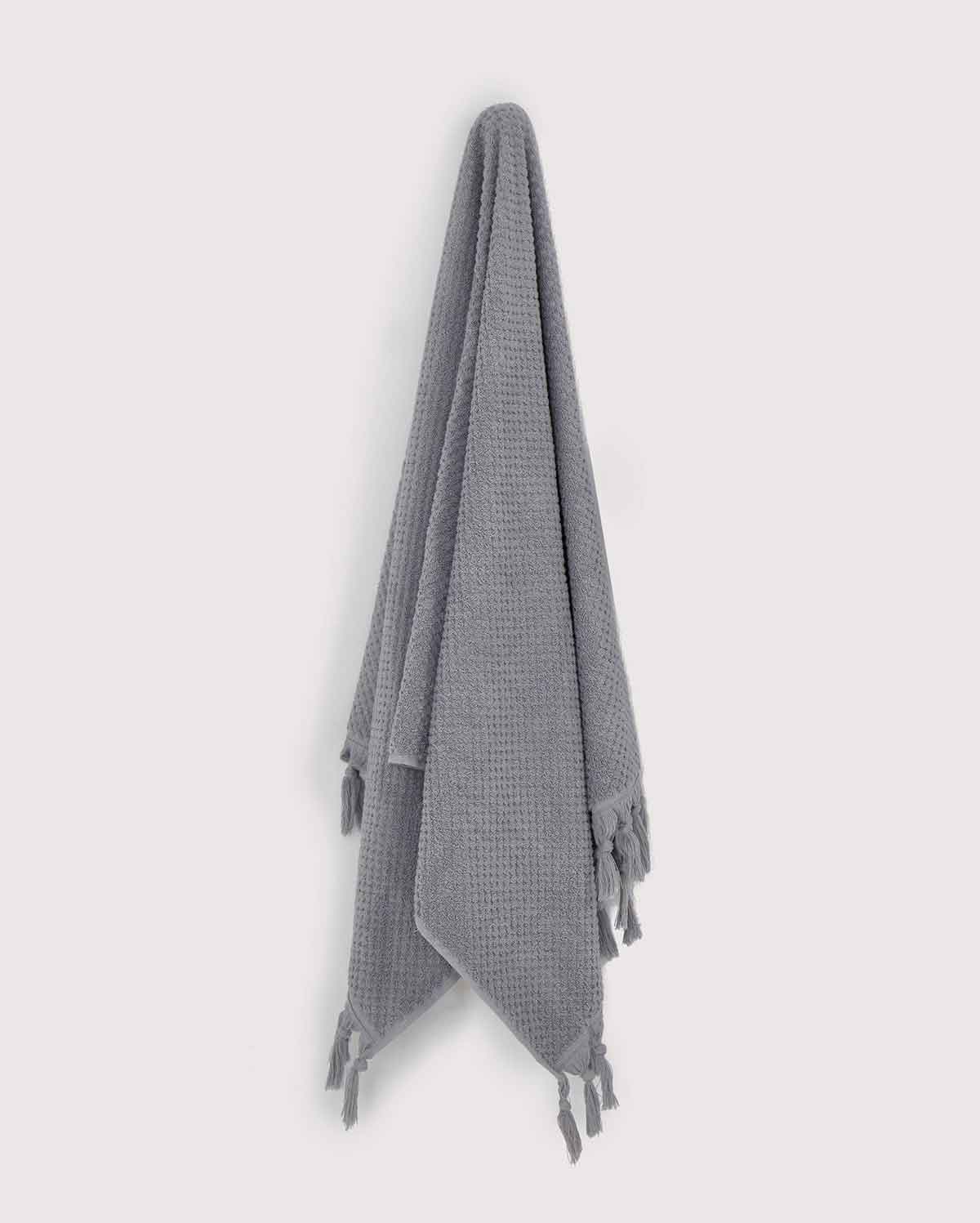 Cotton Tassel Towel Set - Grey (3 Towels)