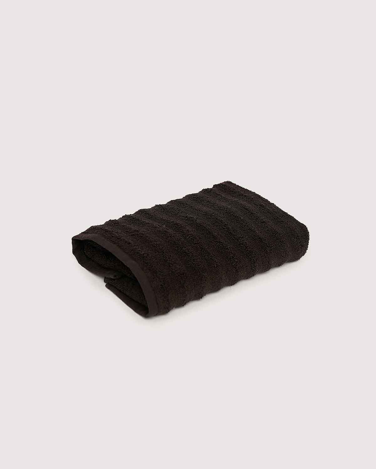 Ribbed Soft Cotton Towel Set - Black (3 Towels)