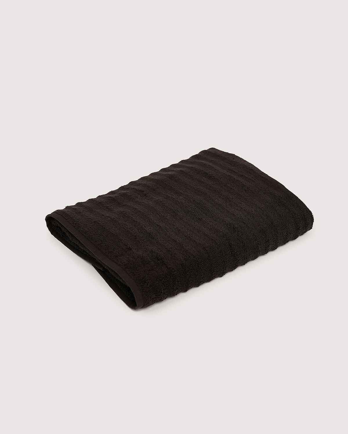 Ribbed Soft Cotton Towel Set - Black (3 Towels)