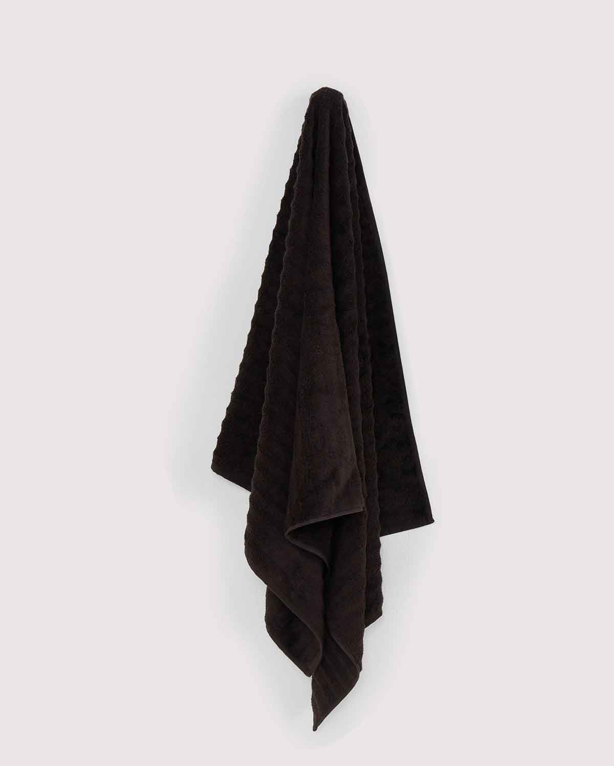 Ribbed Soft Cotton Towel Set - Black (3 Towels)