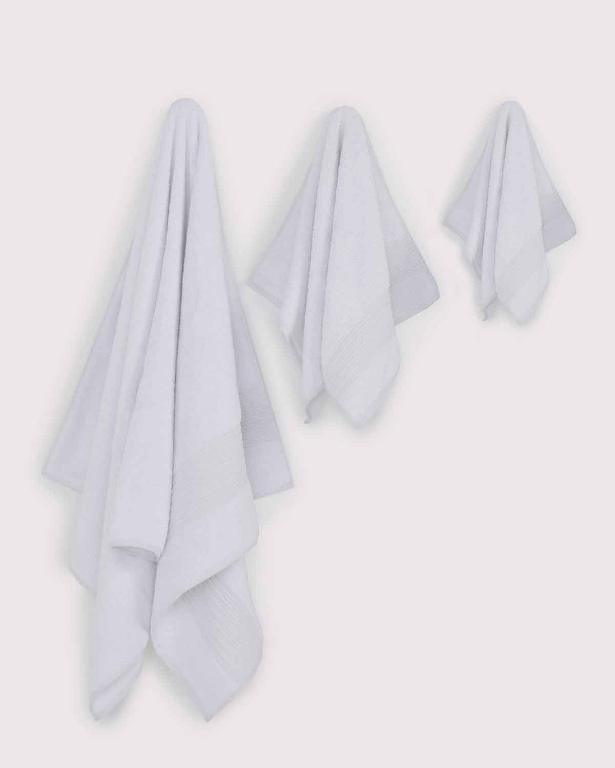 Cotton Plush Spa Towel Set - White (3 Towels)