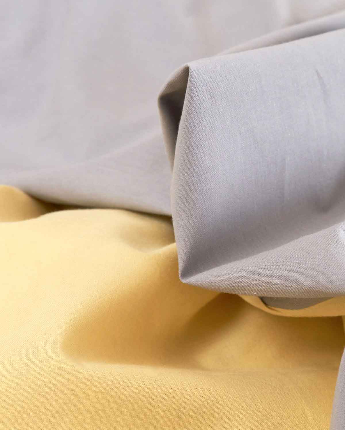 Reversible Percale Bedding Set - Yellow & Dove Grey