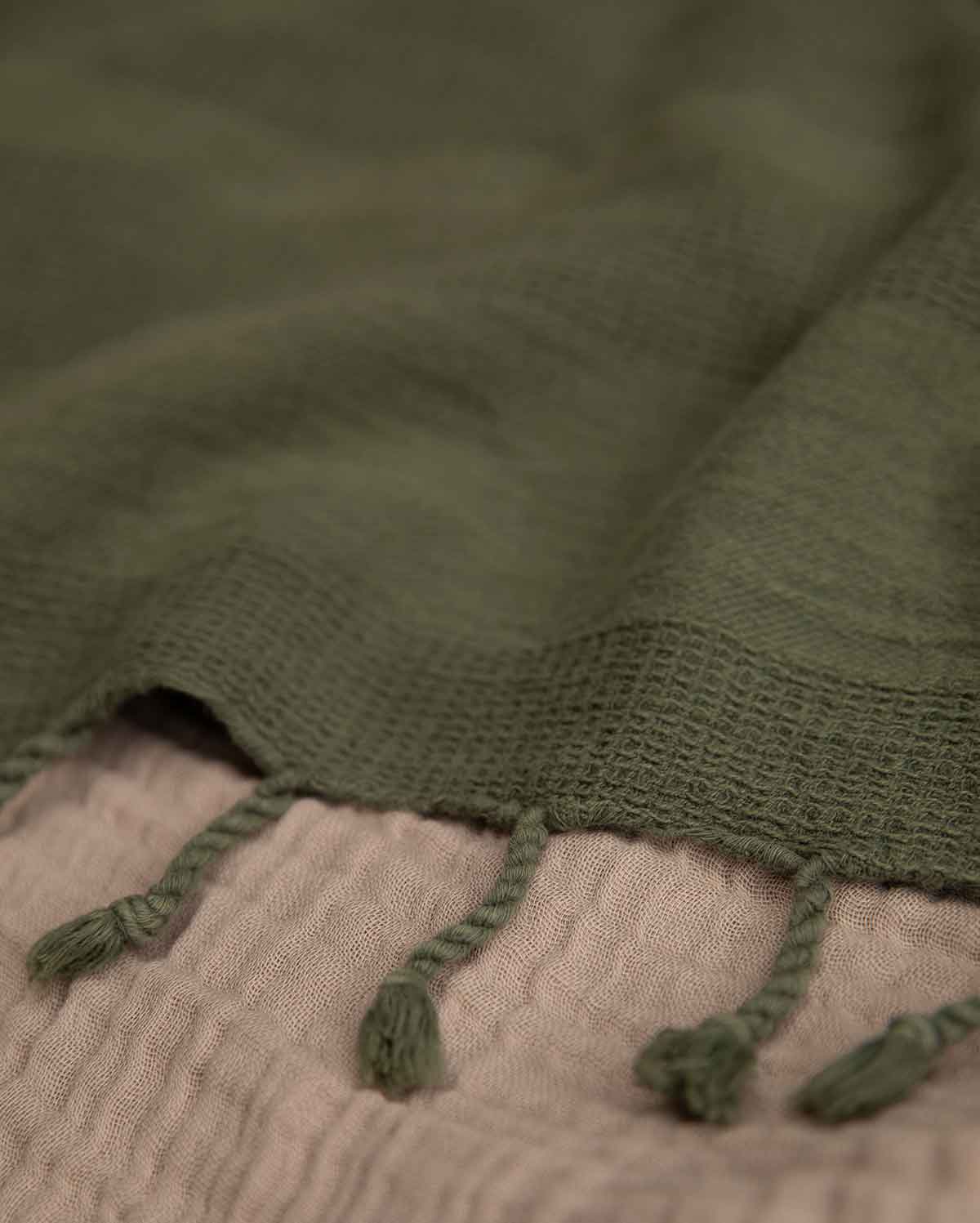 Stone Cotton Throw - Green