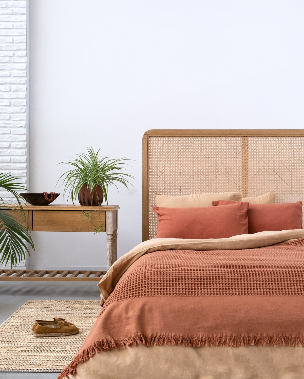 Waffle Bed Cover - Cinnamon