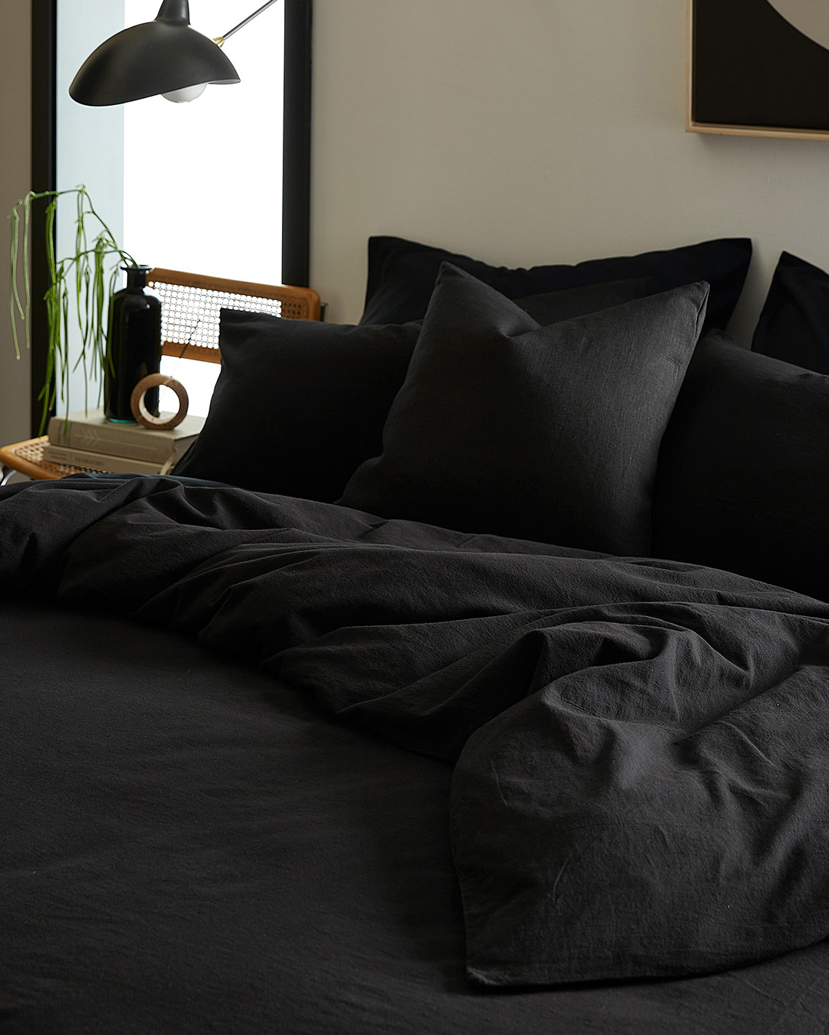 Washed Linen Duvet Cover Set - Coal