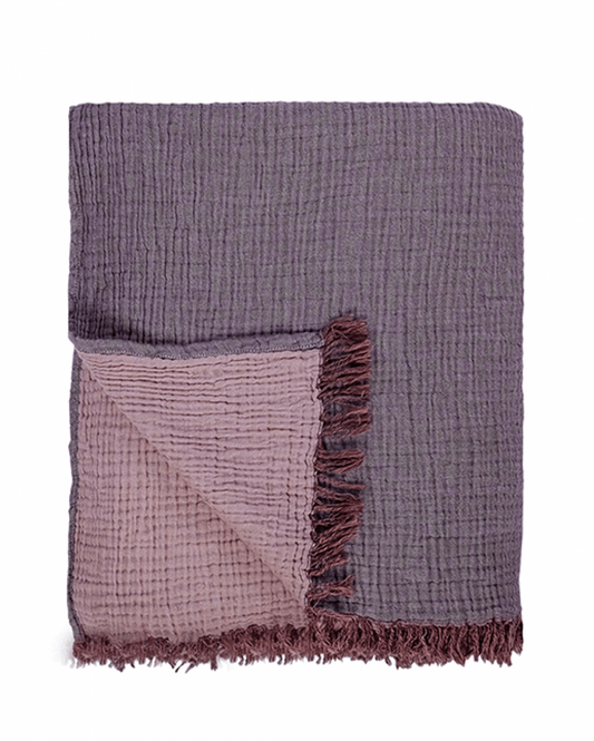 Cocoon Muslin Cotton Blanket- Wine & Mousse