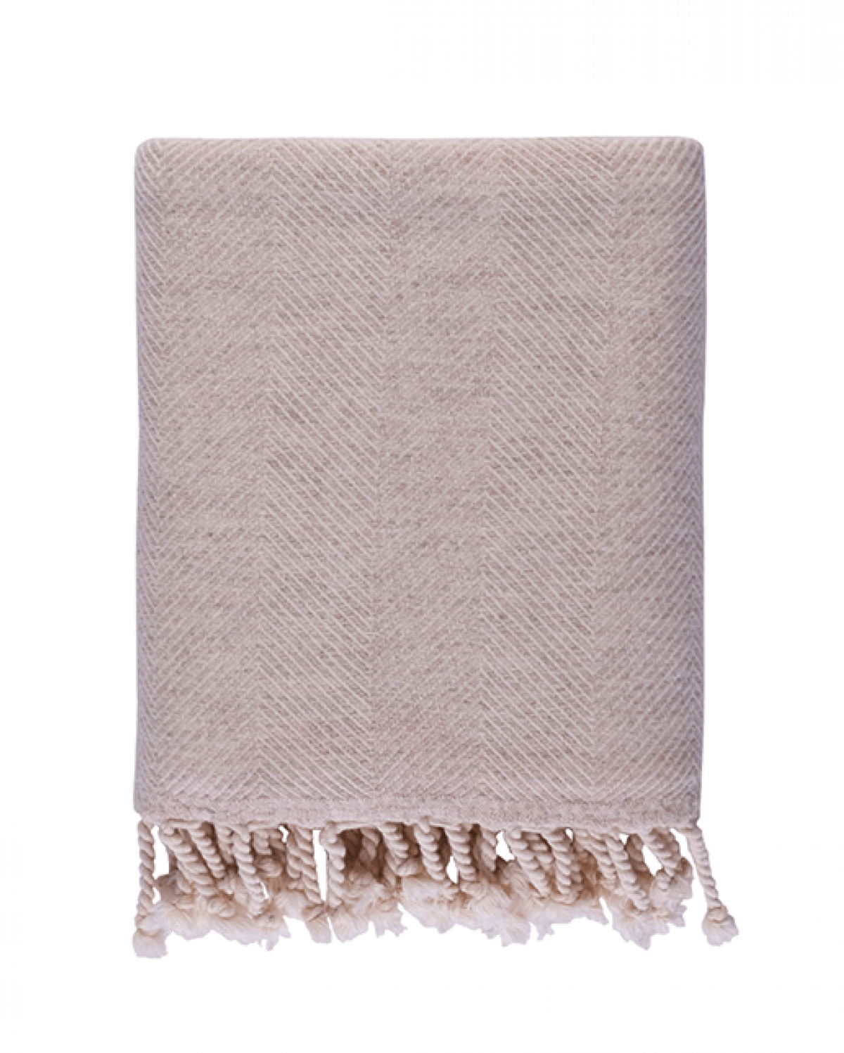 Herringbone Wool Throw - Beige