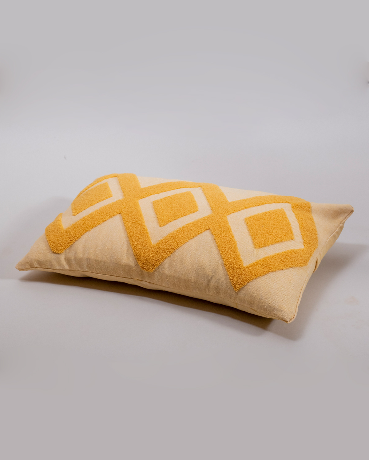 Zigzag Embroidery Cushion Cover - Mustard & Blush