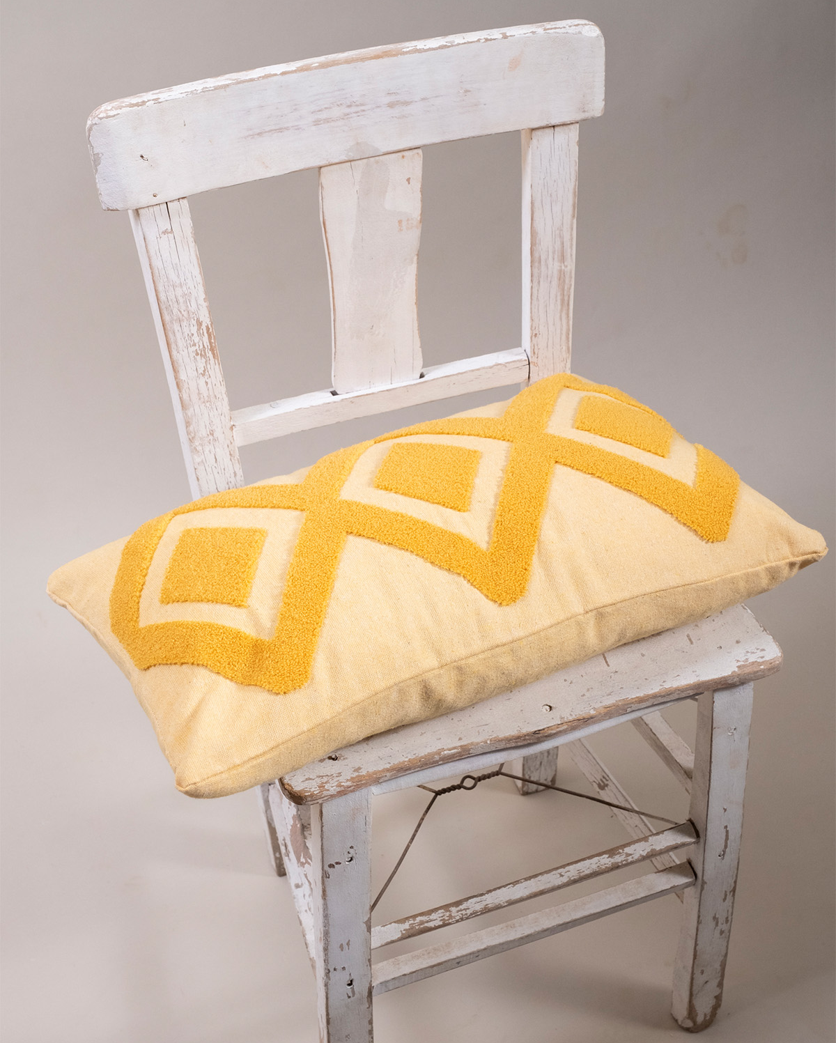 Zigzag Embroidery Cushion Cover - Mustard & Blush