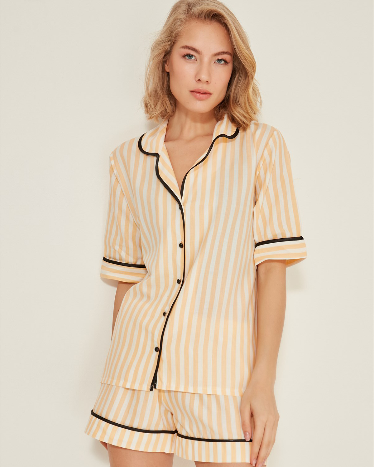 Cotton Woven Pyjama Set - Yellow